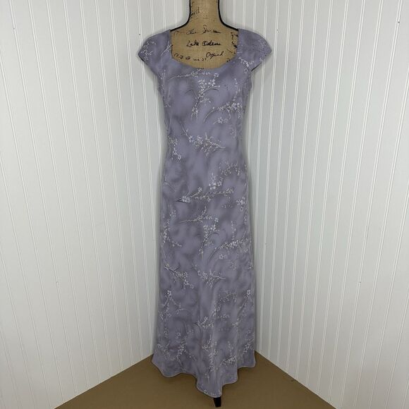 Vintage Tailor B Moss Floral Maxi Dress Womens Sz 8 Purple Fairy Church 90s Y2K - Picture 14 of 14